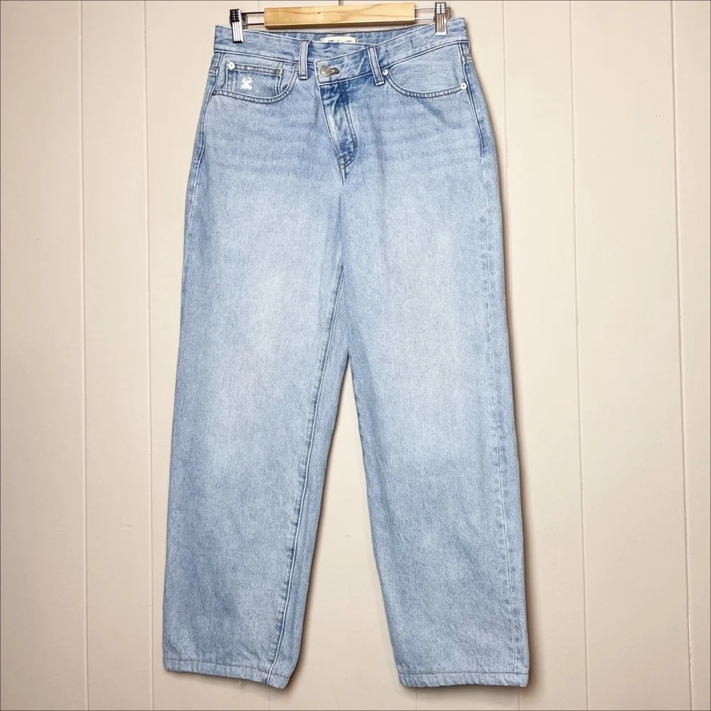Madewell‎ Curvy Low-Slung Straight Jeans 26 light wash 100% cotton crossover